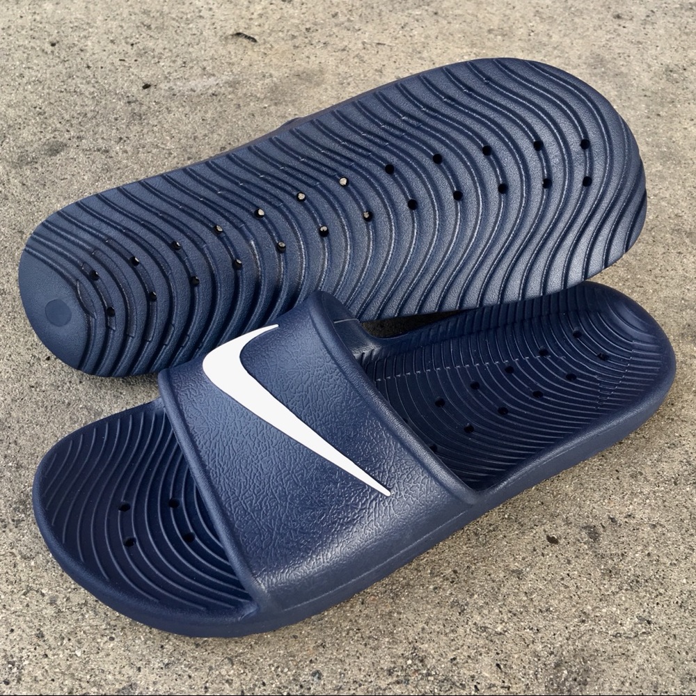 NAVYS NIKE KAWA SHOWER SANDALS SWOOSH WHITES WATER - Picture 3 of 4